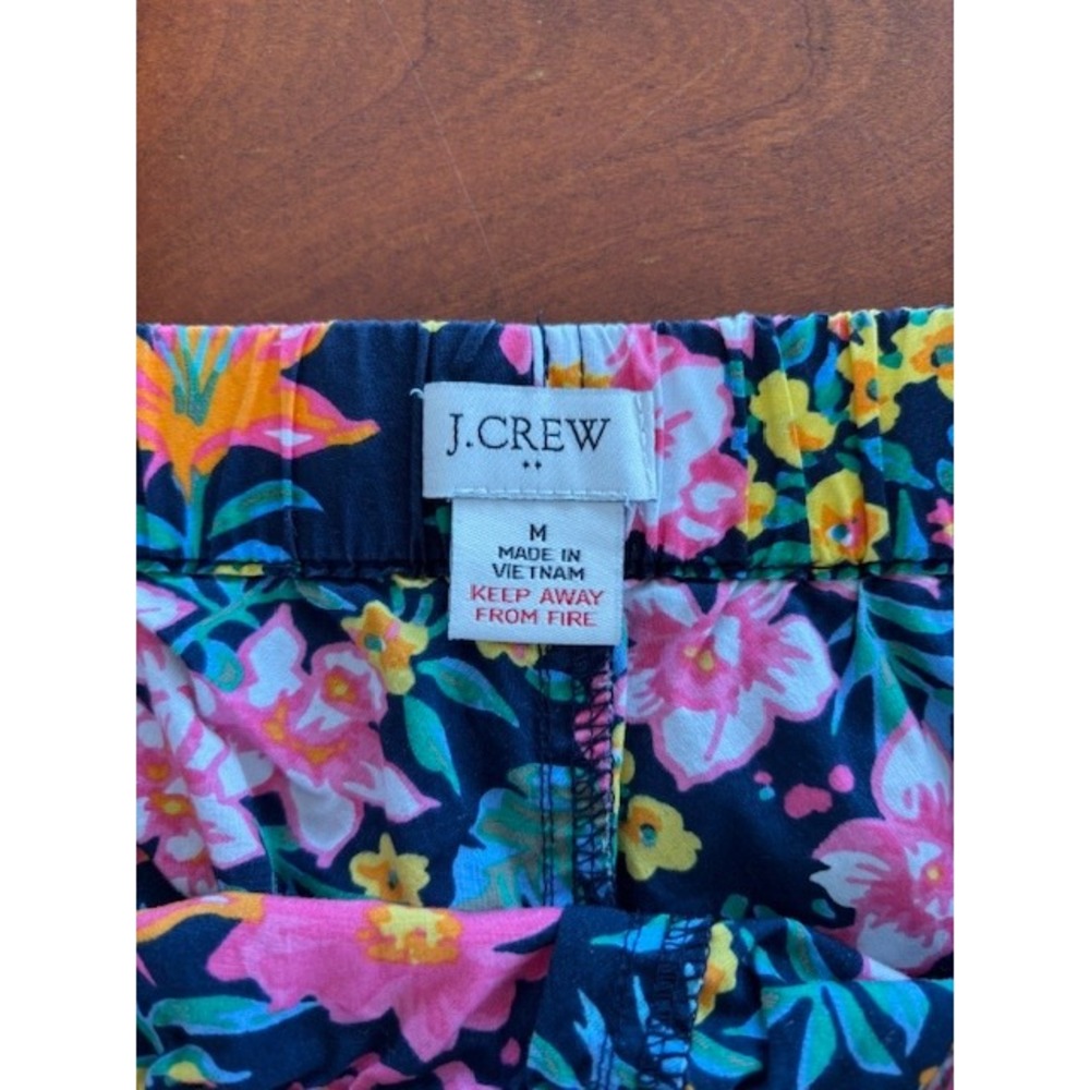 J.Crew Re-Imagined Floral Cotton Pull On Shorts Navy Pink Orange Womens Medium - Picture 4 of 10